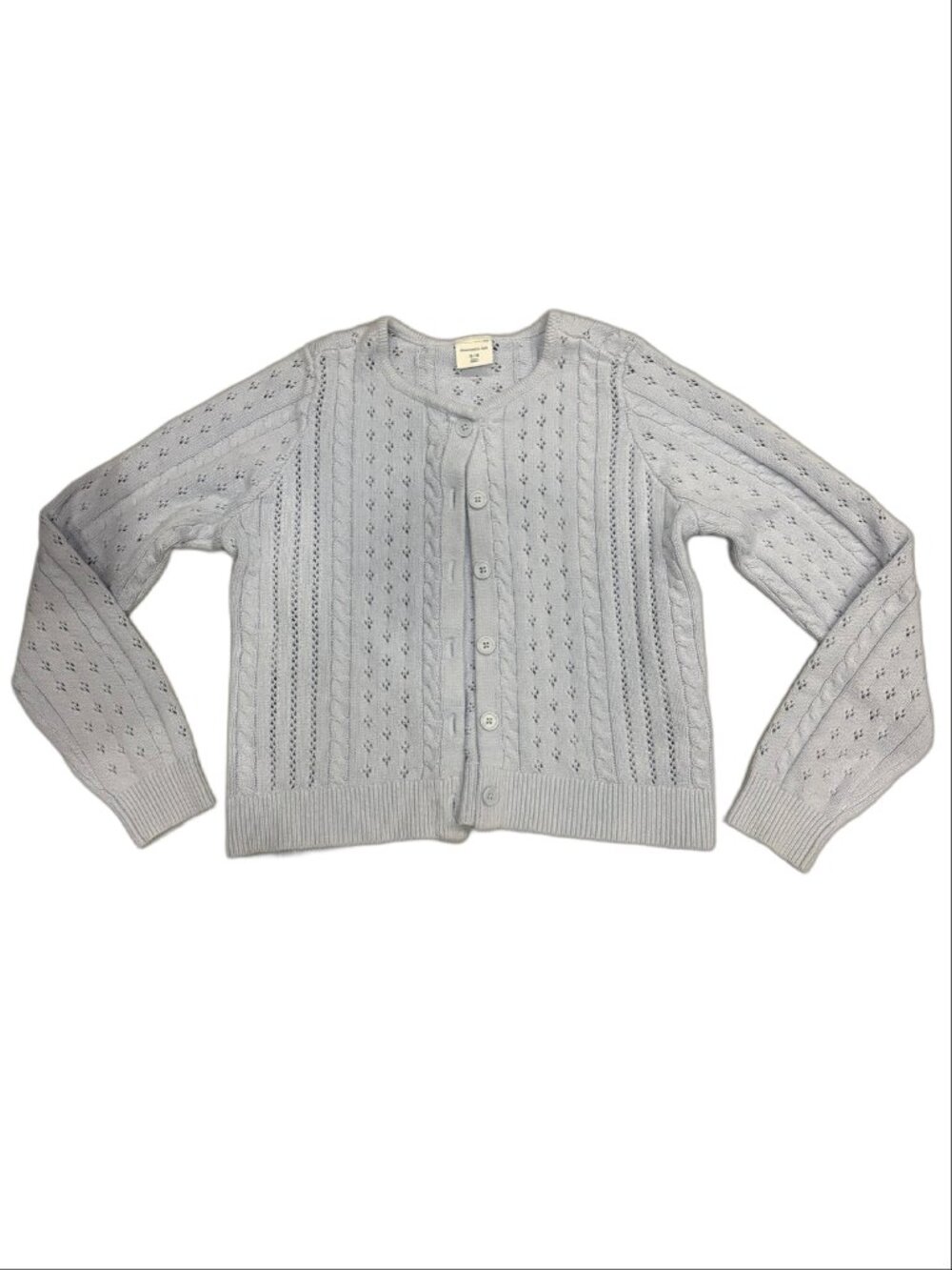 Abercrombie Kids Light Blue Pointelle Cable-Knit Button Cardigan (15/16)